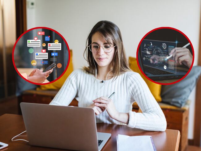 Mujer estudiando desde casa // imagen de referencia de Marketing Digita y Tecnología // Getty Images