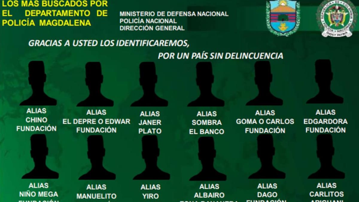 Policía actualiza el cartel de los más buscados en el Magdalena