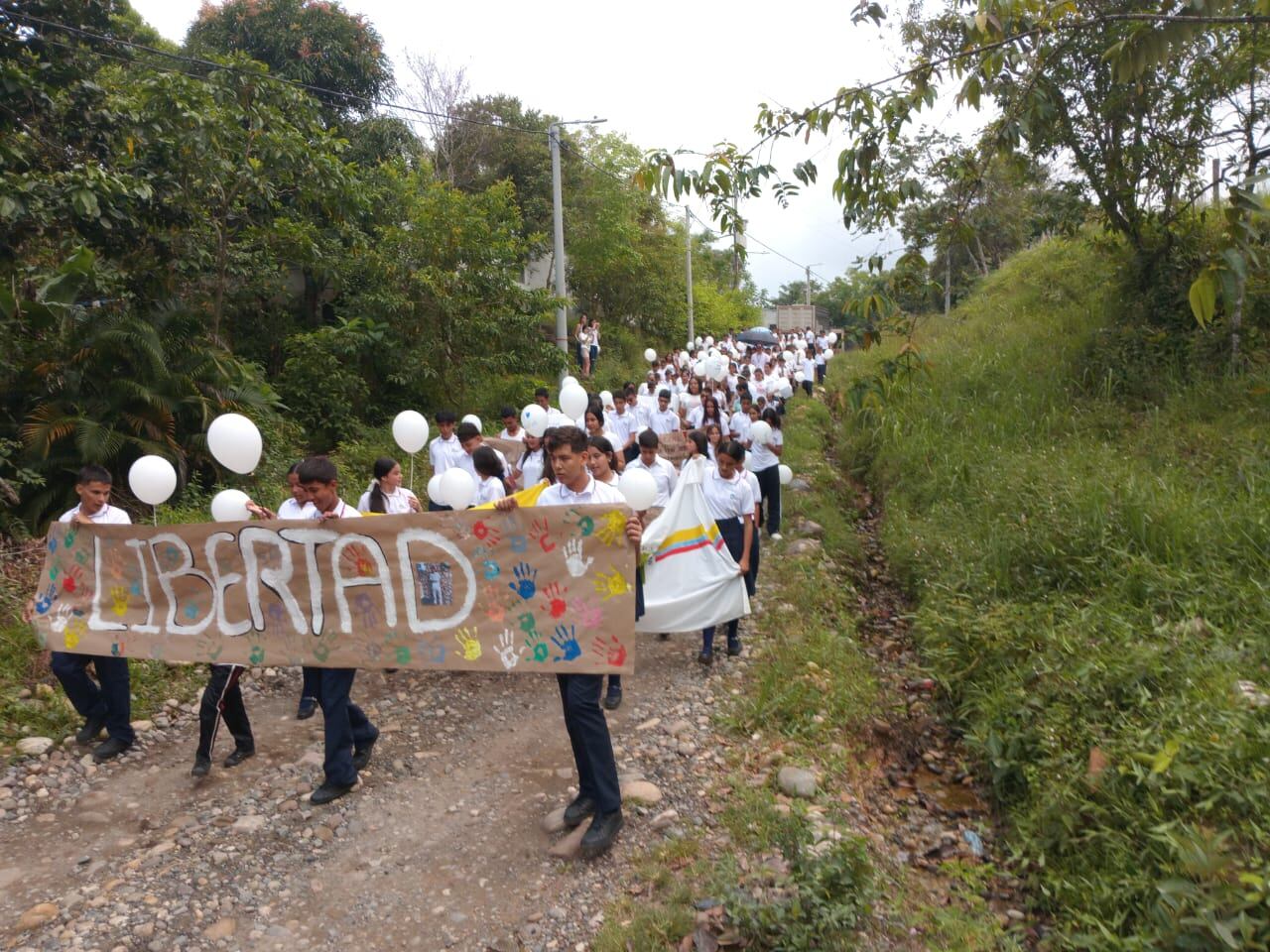 Marcha exigiendo la liberación de joven secuestrado en zona rural de Sardinata, Norte de Santander. / Foto: Cortesía.