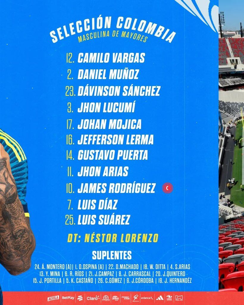 Nómina titular de Colombia para enfrentar a Jordania / FCF