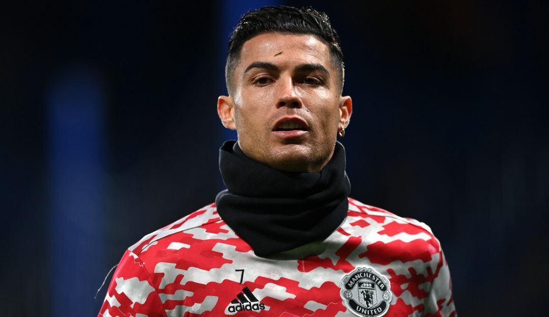 Cristiano Ronaldo en el calentamiento previo al partido.