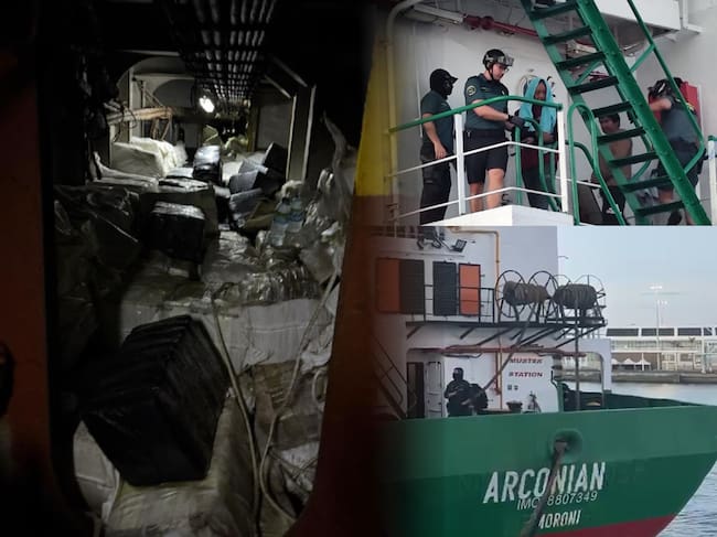 La Guardia Civil interceptó un carguero mercante que, según su registro, habría zarpado de Sierra Leona y se dirigía a Libia.
(Foto: Cortesía Guardia Civil España / Caracol Radio)