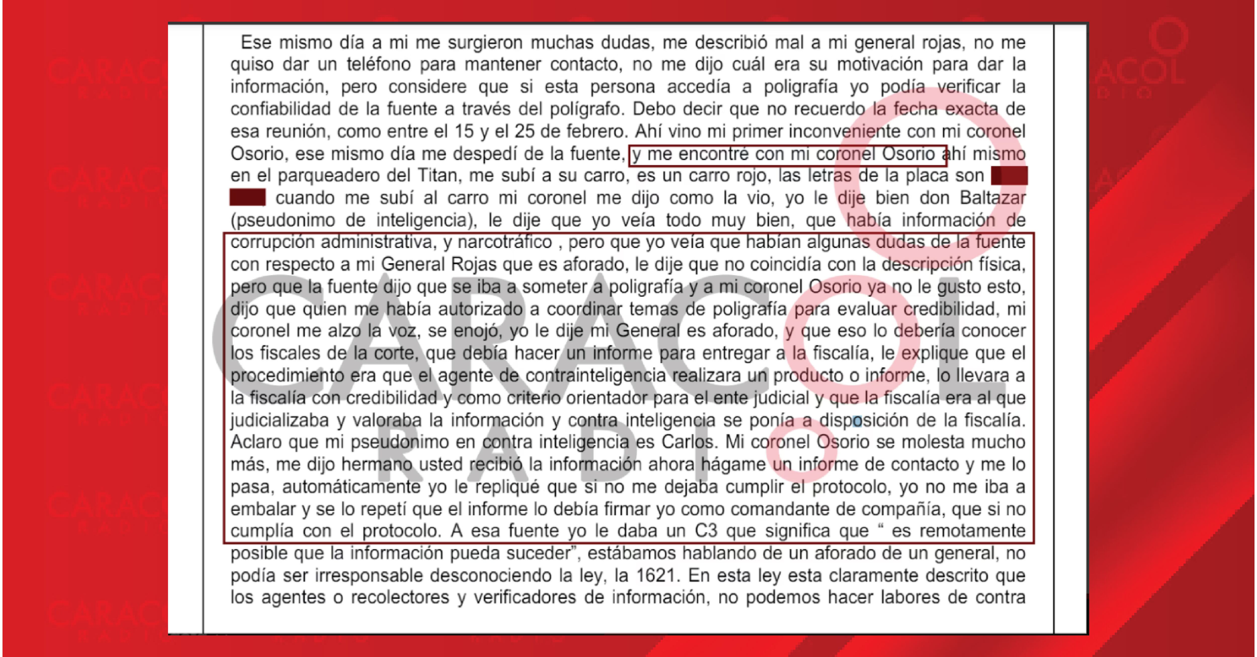 El interrogatorio que el teniente Frederick Acuña rindió en la Fiscalía