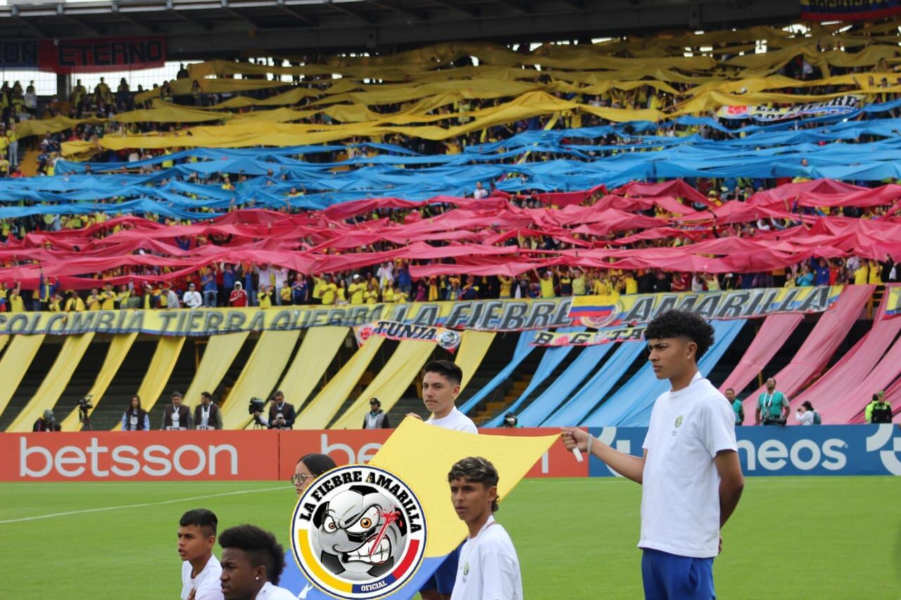 La Fiebre Amarilla apoyando a la Selección Colombia Sub-20 en El Campín / Twitter: @LafiebreOficial