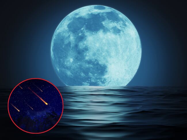 Luna Azul junto con lluvia de meteoritos/ Getty Images