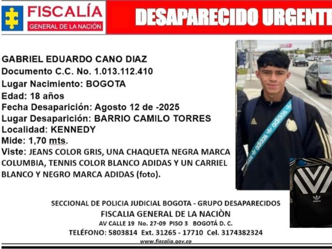Interpol emite notificación amarilla para buscar a Gabriel Eduardo Cano, desaparecido en Bogotá