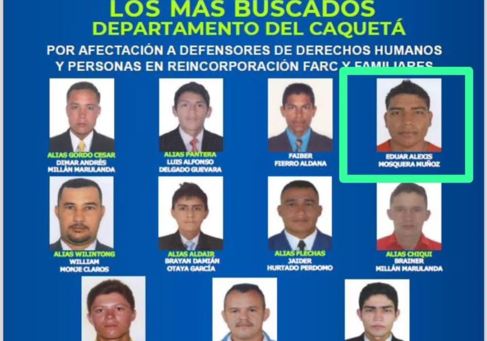 Los más buscados del departamento del Caquetá