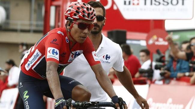 El ciclista colombiano del equipo Movistar, Nairo Quintana, líder de la clasificación general. Foto: Agencia EFE