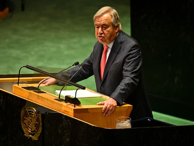 New York (United States), 19/09/2023.- United Nation Secretary-General Antonio Guterres addresses the delegates during the 78th session of the United Nations General Assembly at United Nations Headquarters in New York, New York, USA, 19 September 2023. (Nueva York) EFE/EPA/MIGUEL RODRIGUEZ