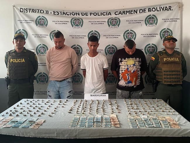 Policía capturó a tres presuntos expendedores de droga en los Montes de María