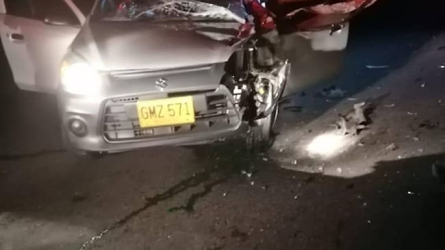 Aparatoso accidente en Anserma. Crédito: Bomberos Anserma, Caldas.