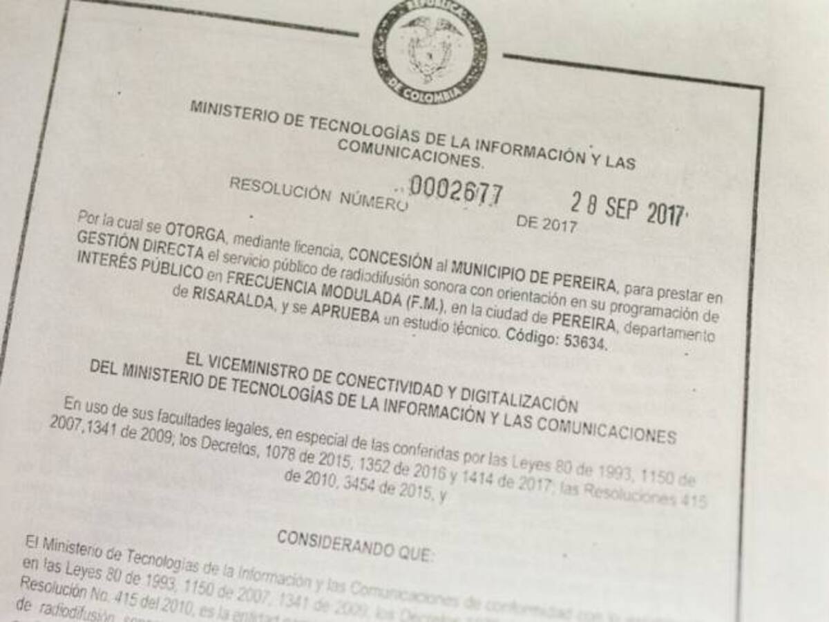 Pereira ya tiene la licencia de la emisora Remigio Antonio Cañarte
