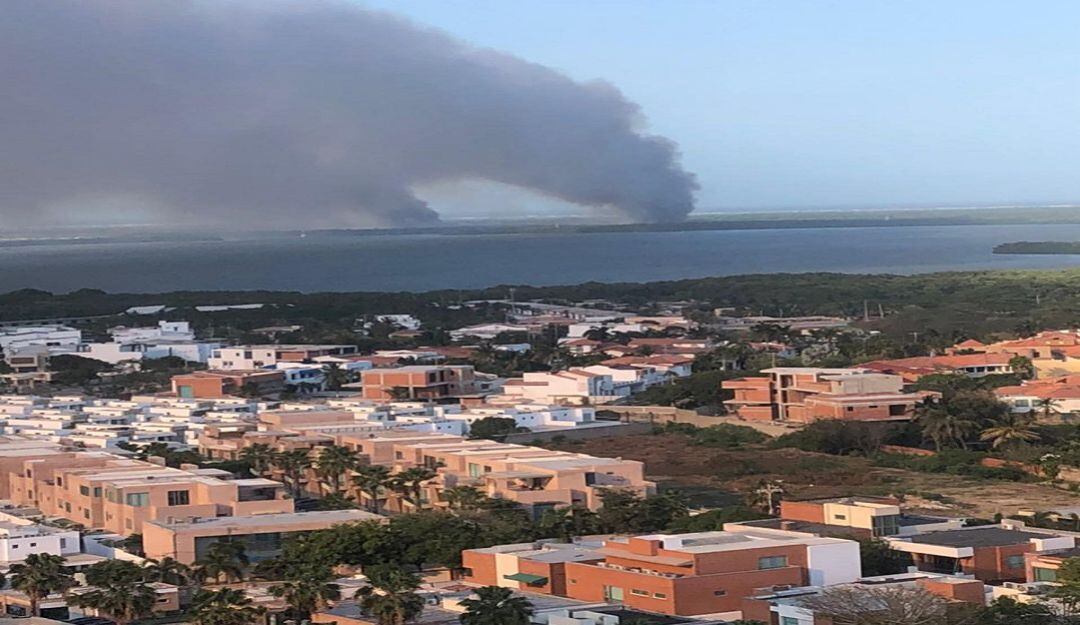 Incendio registrado en el parque isla Salamanca.