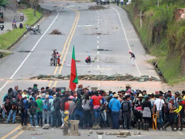Bloqueo vía Panamericana Cauca- Foto: Cortesía