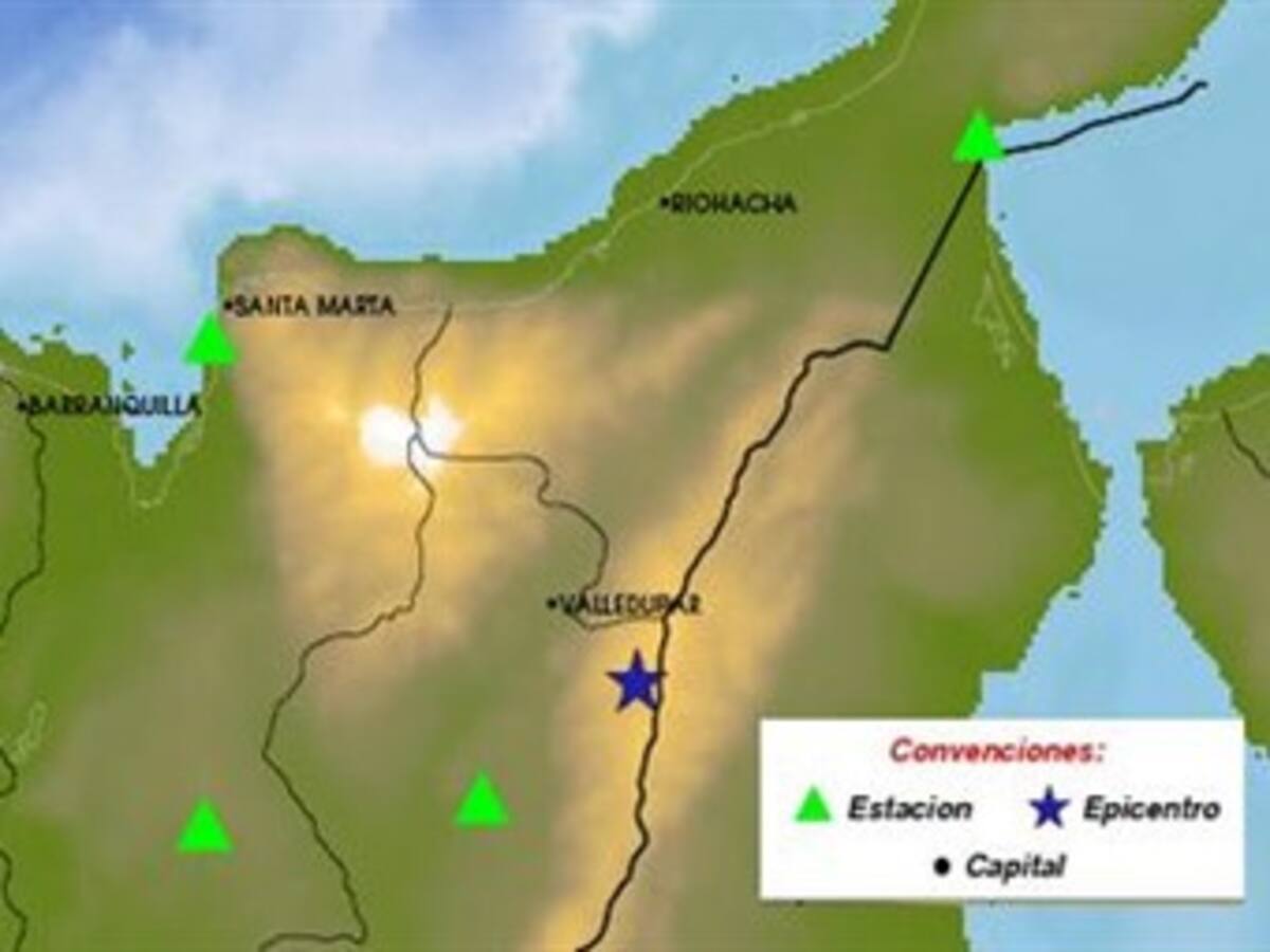Sismo de 5.4 grados en la escala de Richter con epicentro en Cesar