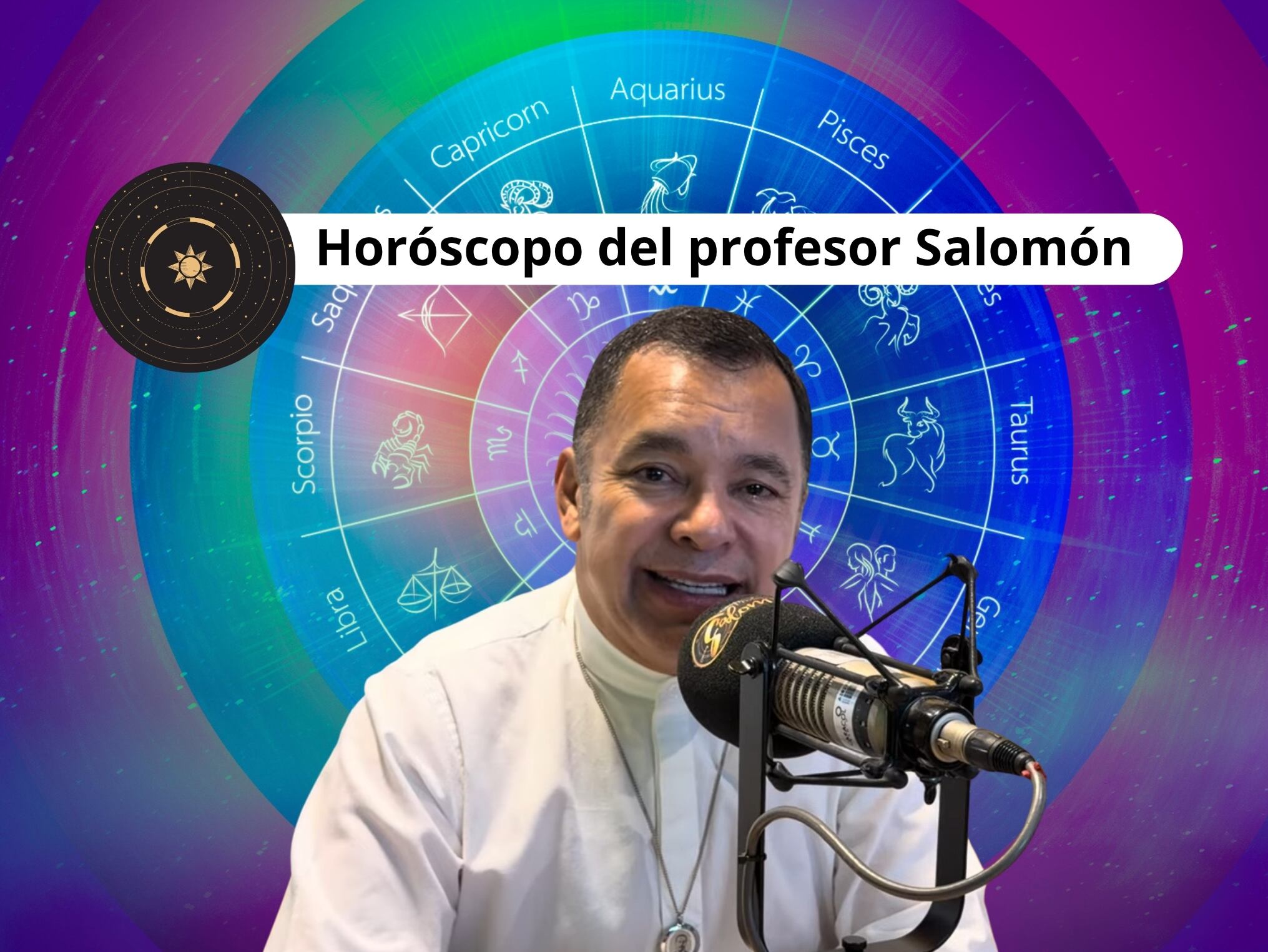 Él es el profesor Salomón, experto en la lectura del Horóscopo y el Tarot (Crédito: Profesor Salomón - Youtube) // De fondo: Imagen ilustrativa del horóscopo (crédito: Getty Images).