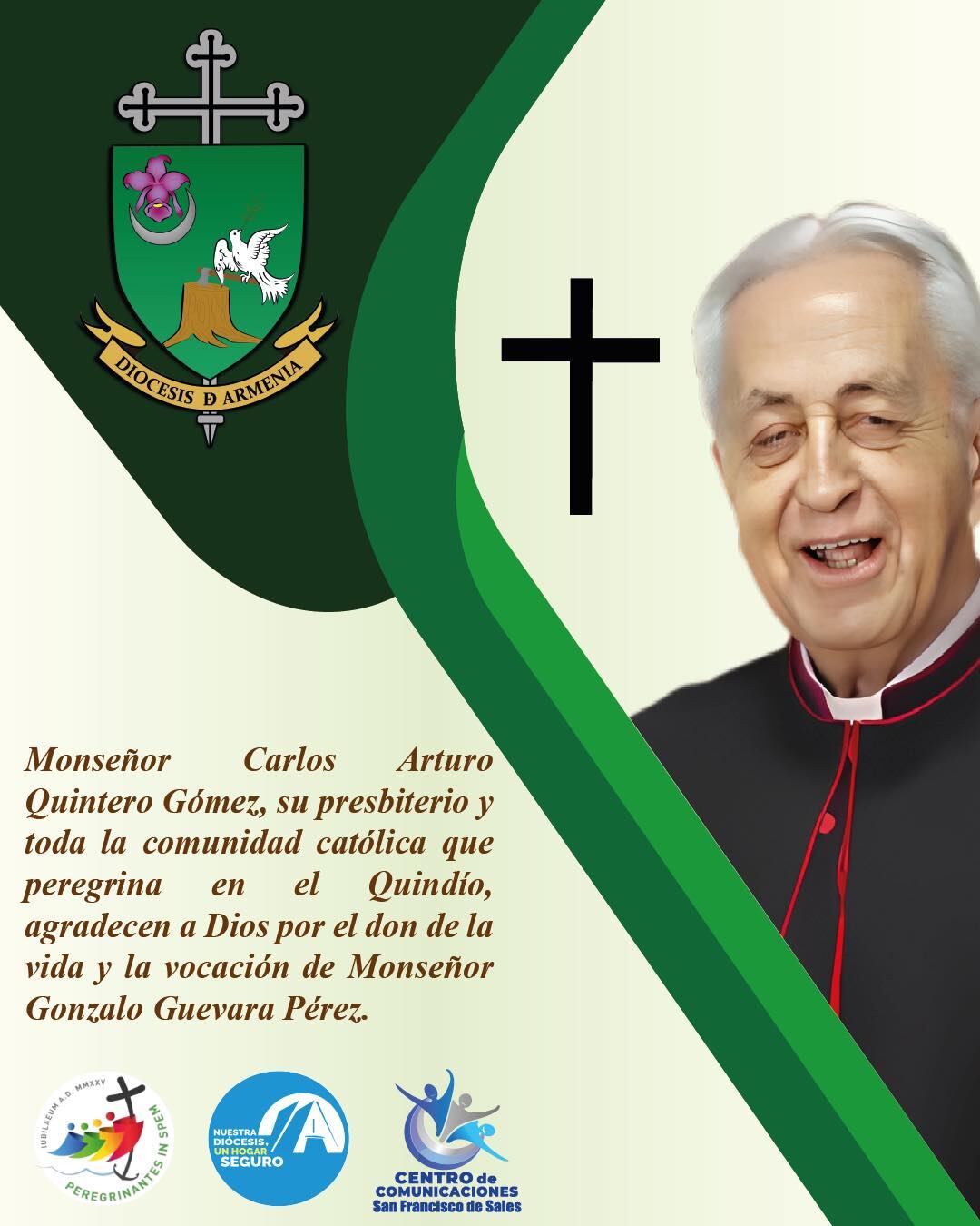 Monseñor Gonzalo Guevara. Foto Cortesía Diócesis de Armenia