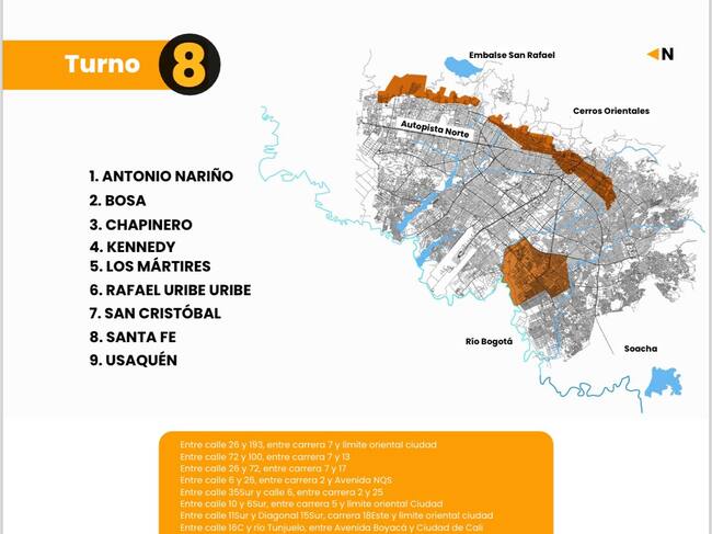 Turno 8 de racionamiento de agua en Bogotá.