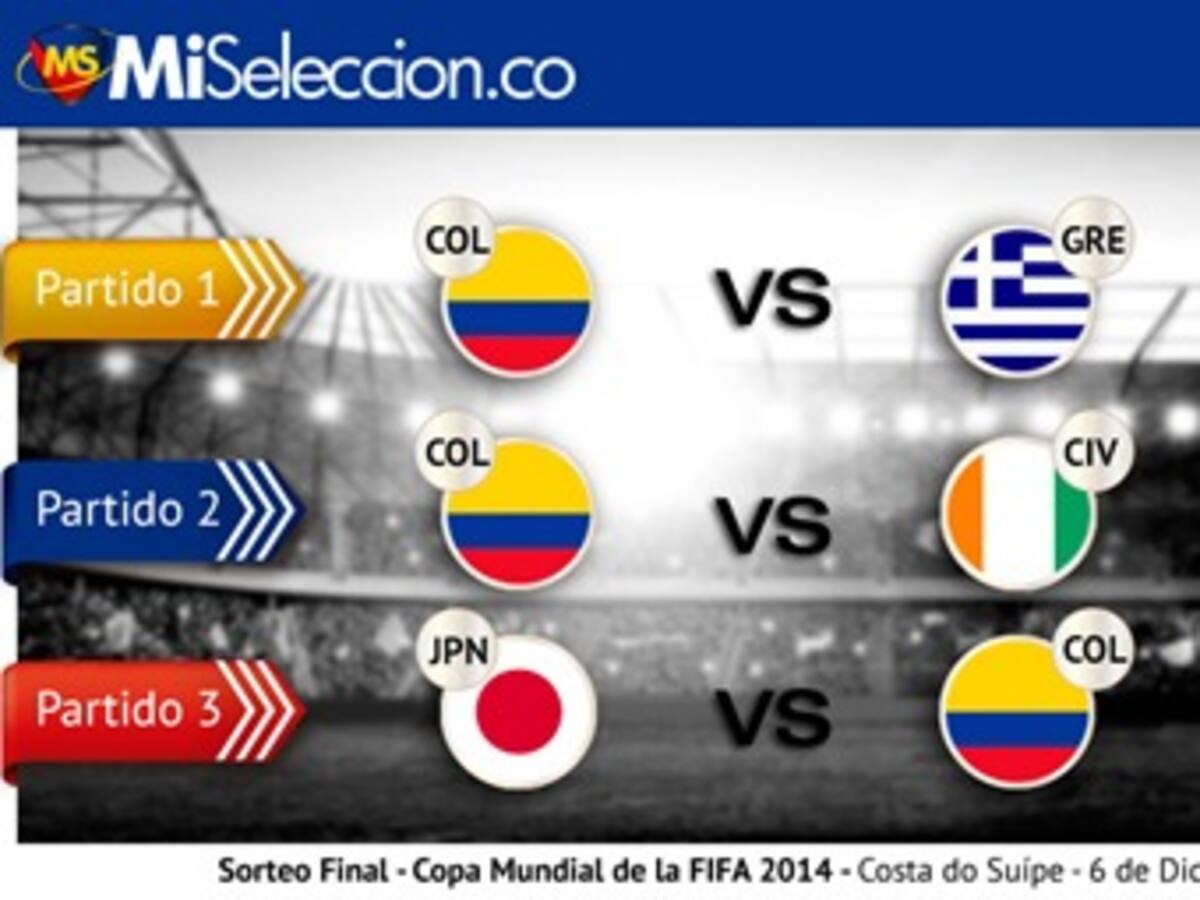 El calendario de Colombia en Brasil 2014