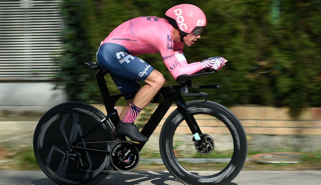 Rigoberto Urán durante su participación en la prueba contrarreloj individual de la segunda etapa de la Vuelta a Cataluña.