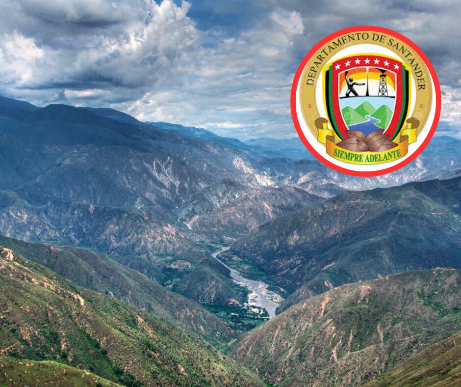 Cañon del Chicamocha y escudo del departamento de Santander (Getty Images)