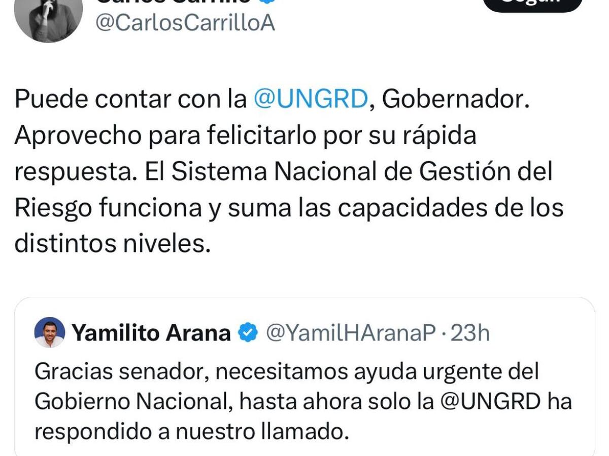 Gobierno Nacional reconoció reacción rápida ante emergencias por lluvias en Bolívar