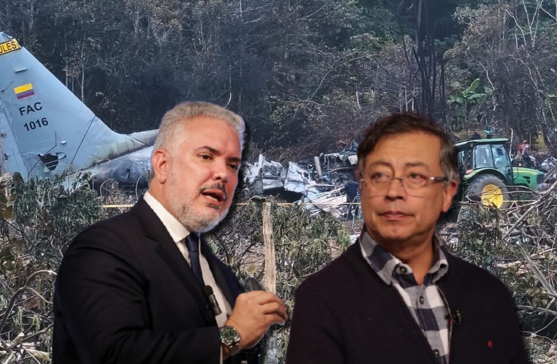Avión FAC accidentado, Iván Duque y Gustavo Petro. Fotos: Suministrada / (Colprensa - Cristian Bayona) / (Colprensa - Catalina Olaya)