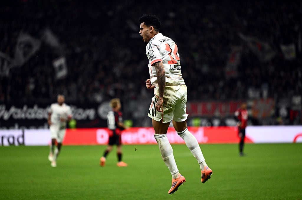 Luis Díaz celebrando su segundo gol del partido frente al Frankfurt / Getty Images