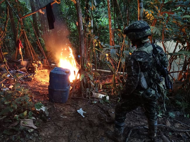 Ejército Nacional destruyó dos unidades de minería ilegal de la Segunda Marquetalia en Putumayo. (Foto: cortesía Ejército Nacional)