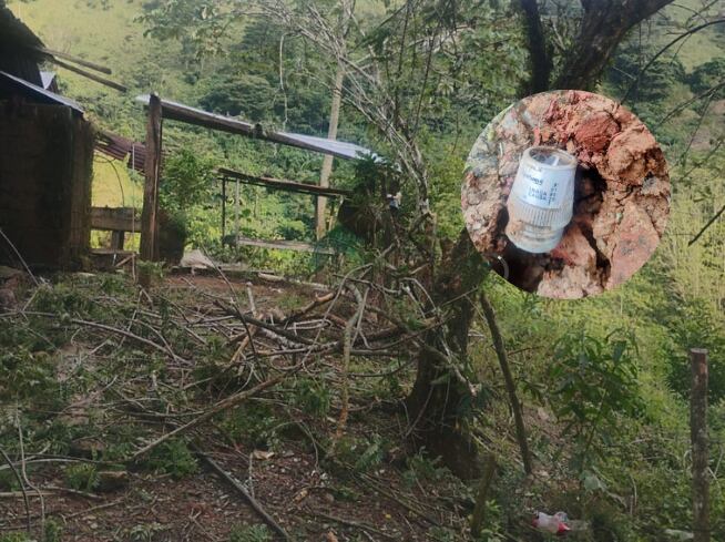 Casa donde quedó herido el menor por hostigamiento del ELN al ejercito en Valdivia- foto cortesía 