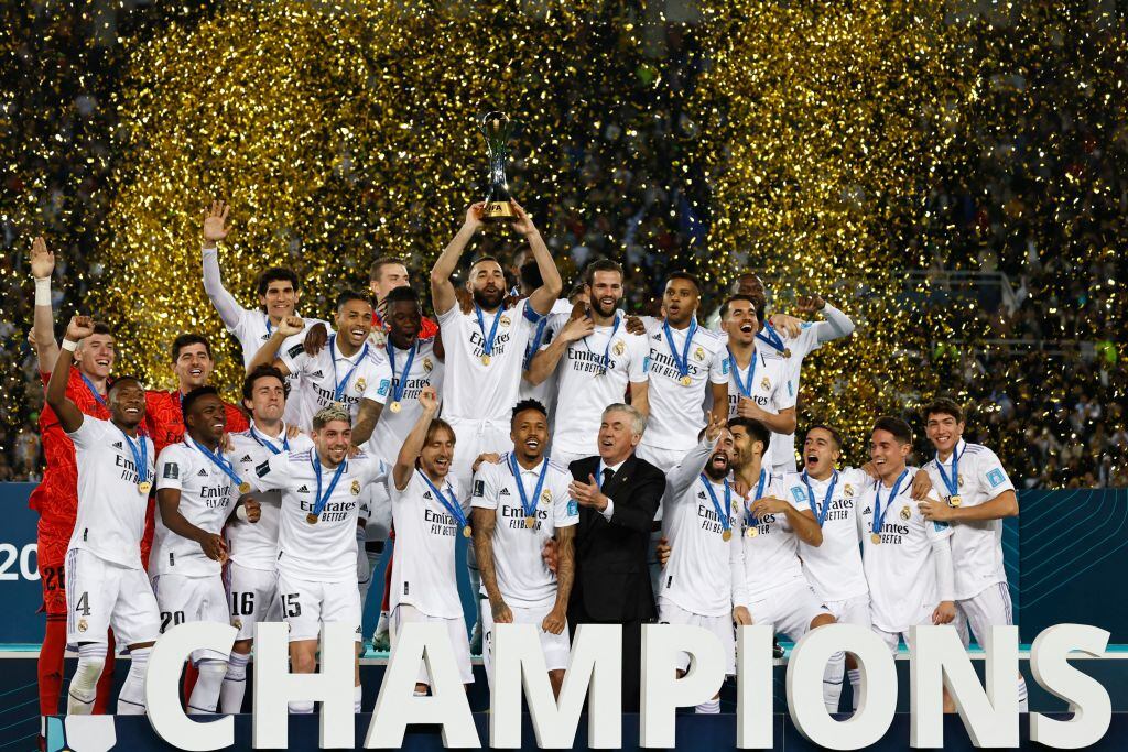 Real Madrid celebra la obtención del Mundial de Clubes en Marruecos (Photo by Khaled DESOUKI / AFP) (Photo by KHALED DESOUKI/AFP via Getty Images)