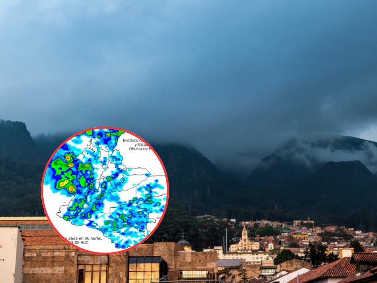 Paisaje de las montañas de Bogotá / Mapa del Pronóstico nacional del tiempo N° 191 (Getty Images / Ideam)