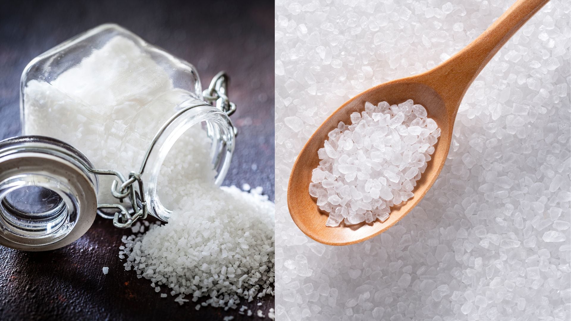 Sal de mesa y sal de cocina, imágenes de referencia. Fotos: Getty Images.