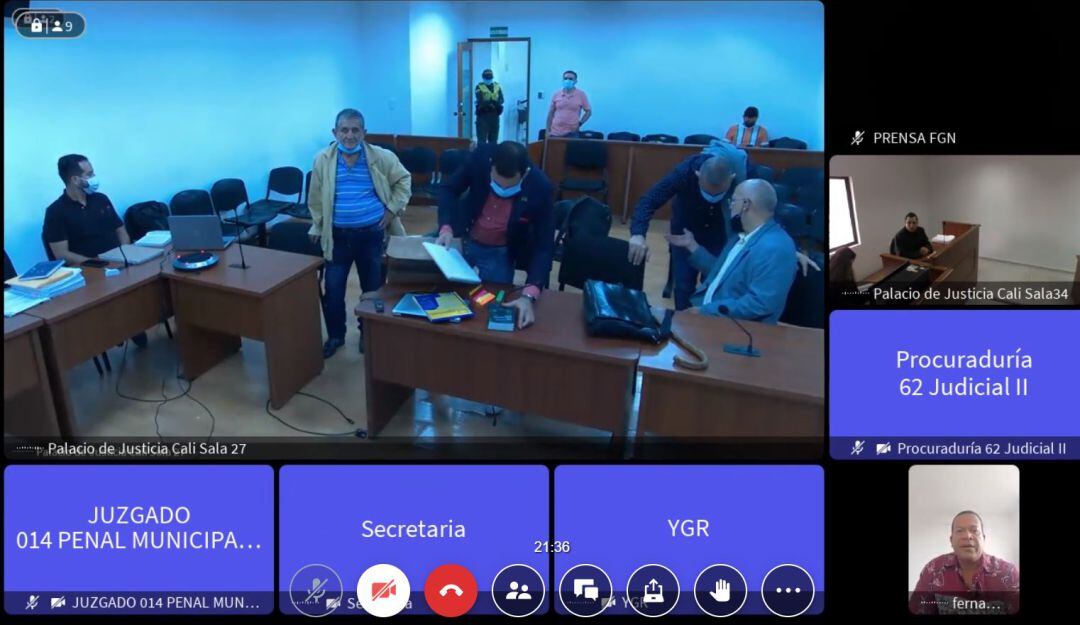 Foto tomada de la audiencia en la cual la Fiscalía pidió cárcel para un fiscal y un abogado implicados en la presunta red de corrupción judicial