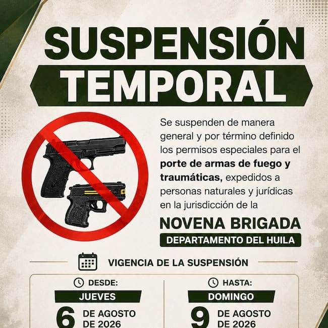 Los permisos especiales para el porte de armas de fuego y armas traumáticas. Foto Novena Brigada.