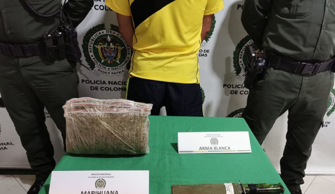 Capturado con más de mil gramos de marihuana, en Chinchiná, Caldas.