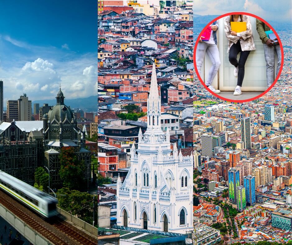 Panorámicas de Medellín, Manizales, Bogotá y estudiantes universitarios (Getty Images)