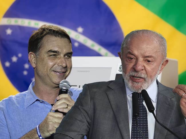 Flavio Bolsonaro y Lula Da Silva. Fotos: Getty Images