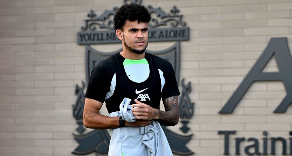 Luis Díaz en entrenamiento con el Liverpool (Photo by Andrew Powell/Liverpool FC via Getty Images)