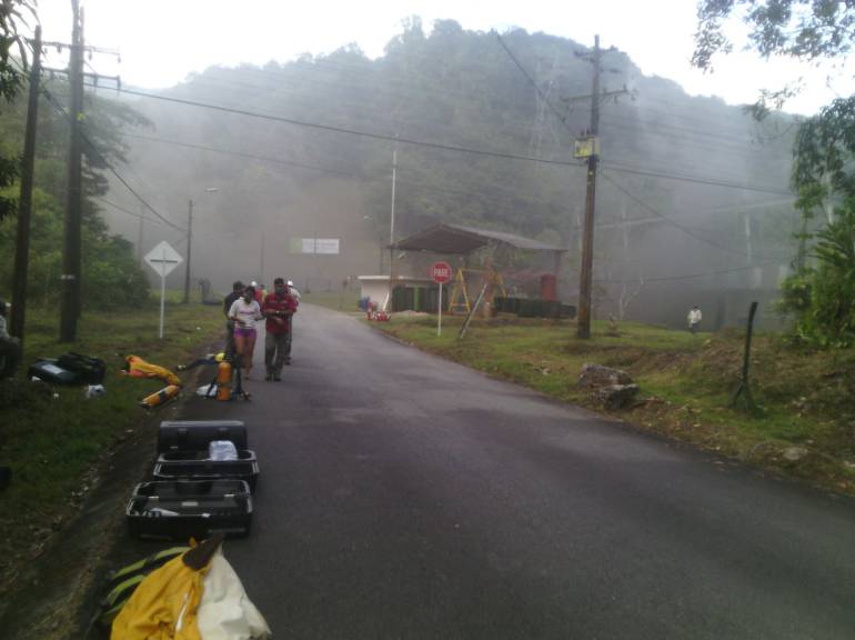 Sitio de atención de la emergencia en Guatapé