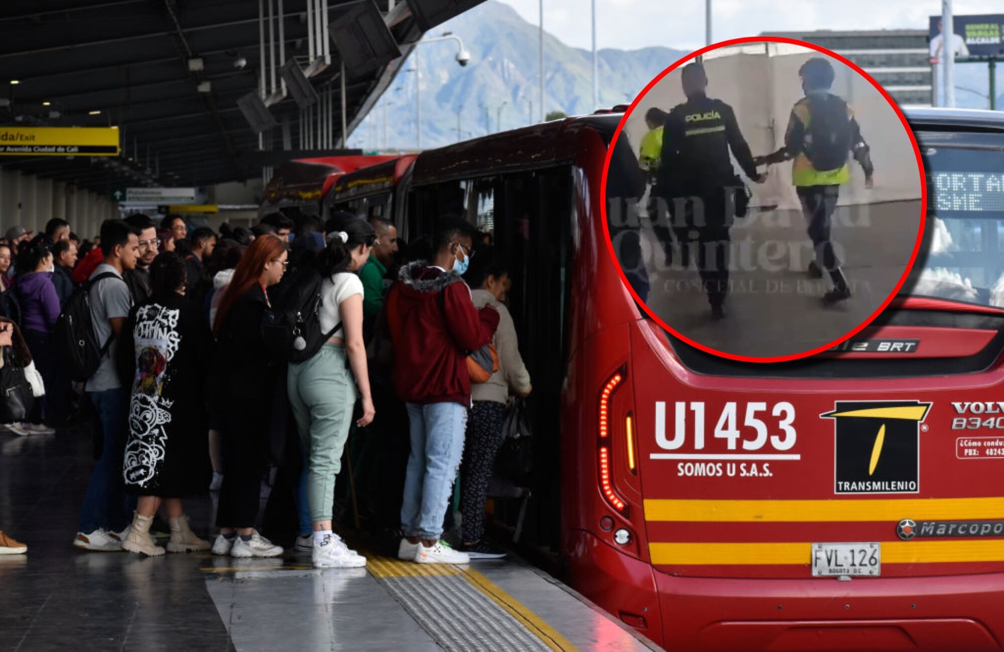 Sistema de TransMilenio y captura de pantalla video. Fotos: (Photo by: Cristian Bayona/Long Visual Press/Universal Images Group via Getty Images) / Concejal Juan David Quintero