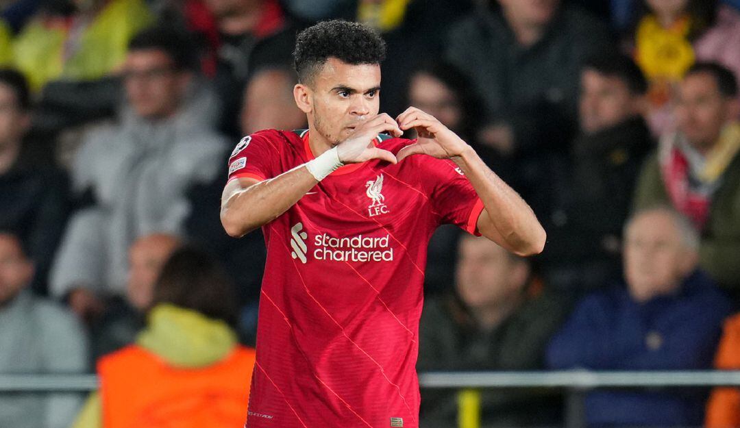 Luis Díaz tras anotar gol con Liverpool en Champions League