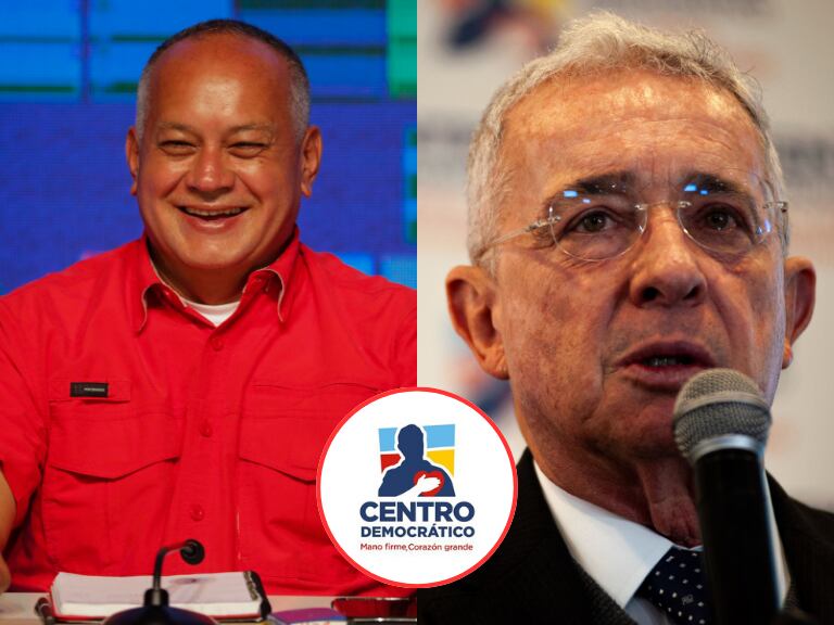 Diosdado Cabello y Álvaro Uribe (Fotos vía Getty Images y cuenta de X del Centro Democrático)