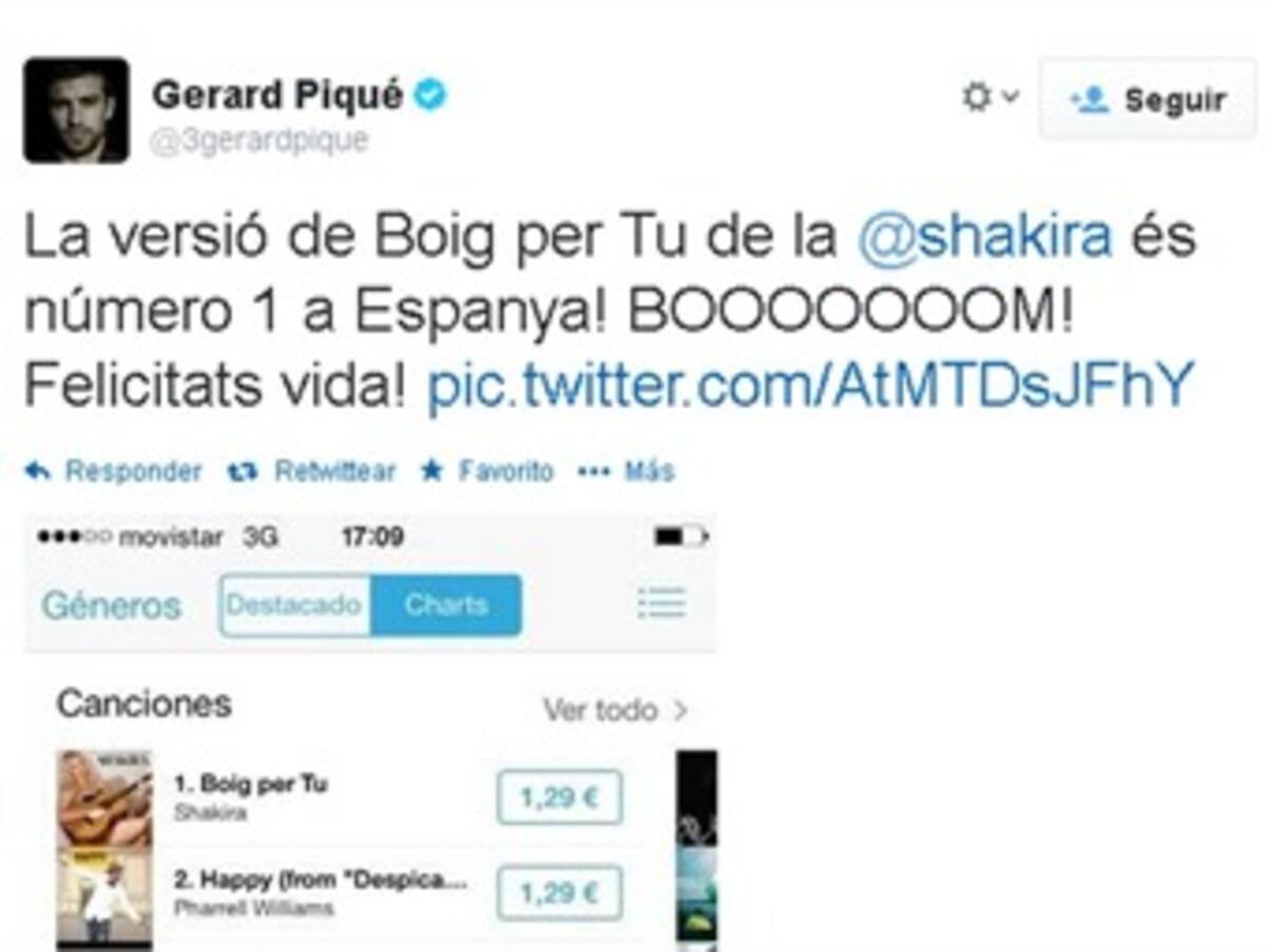 Shakira lidera ventas en 62 países. Piqué la felicita