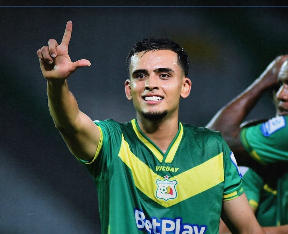 Alejandro Álvarez, quindiano que marco los dos goles del Deportes Quindío en la victoria ante Real Cundinamarca. Foto: Cortesía Dimayor