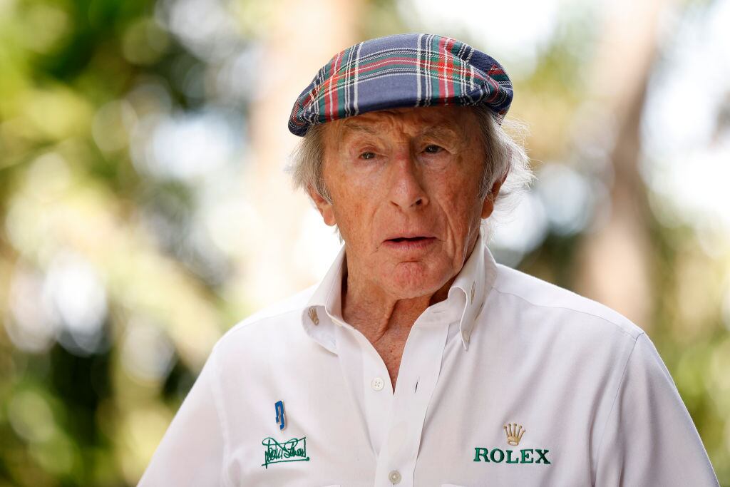 MIAMI, FLORIDA - MAY 06: Sir Jackie Stewart walks in the Paddock prior to final practice ahead of the F1 Grand Prix of Miami at Miami International Autodrome on May 06, 2023 in Miami, Florida. (Photo by Jared C. Tilton/Getty Images)