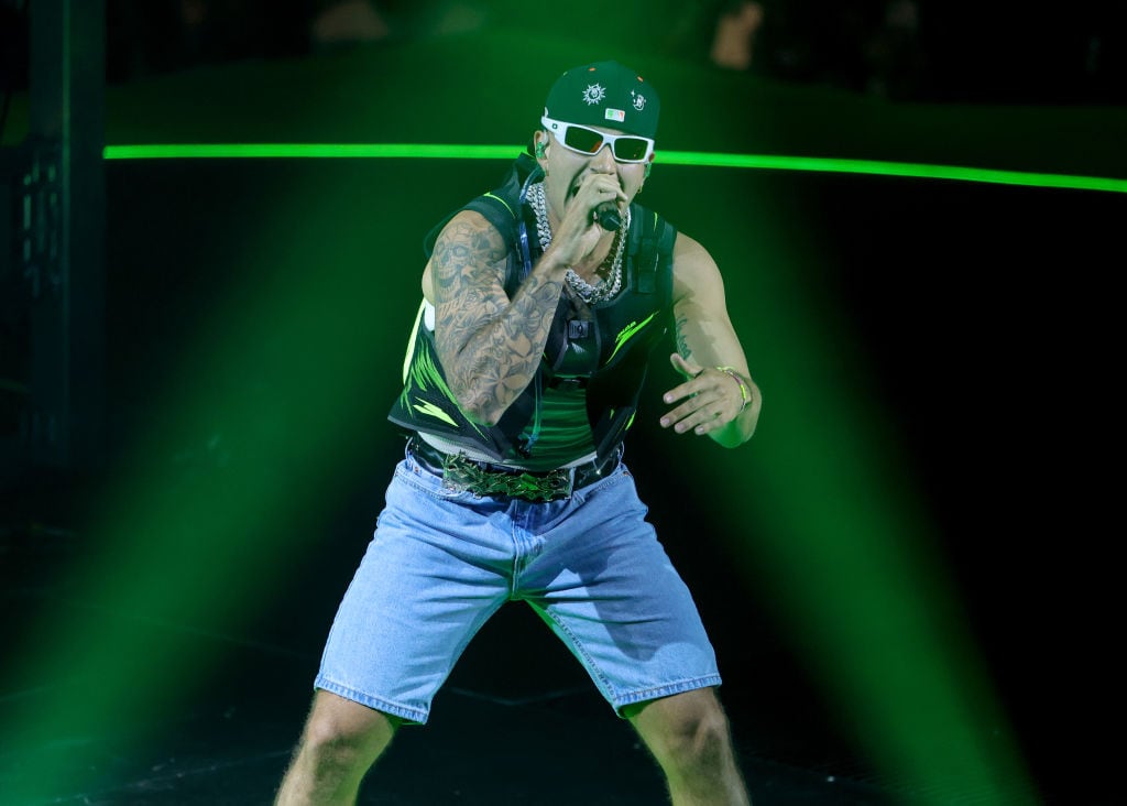 LAS VEGAS, NEVADA - MAY 10: Feid performs during a stop of his FerxxoCalipsis tour at Michelob ULTRA Arena on May 10, 2024 in Las Vegas, Nevada. (Photo by Ethan Miller/Getty Images)