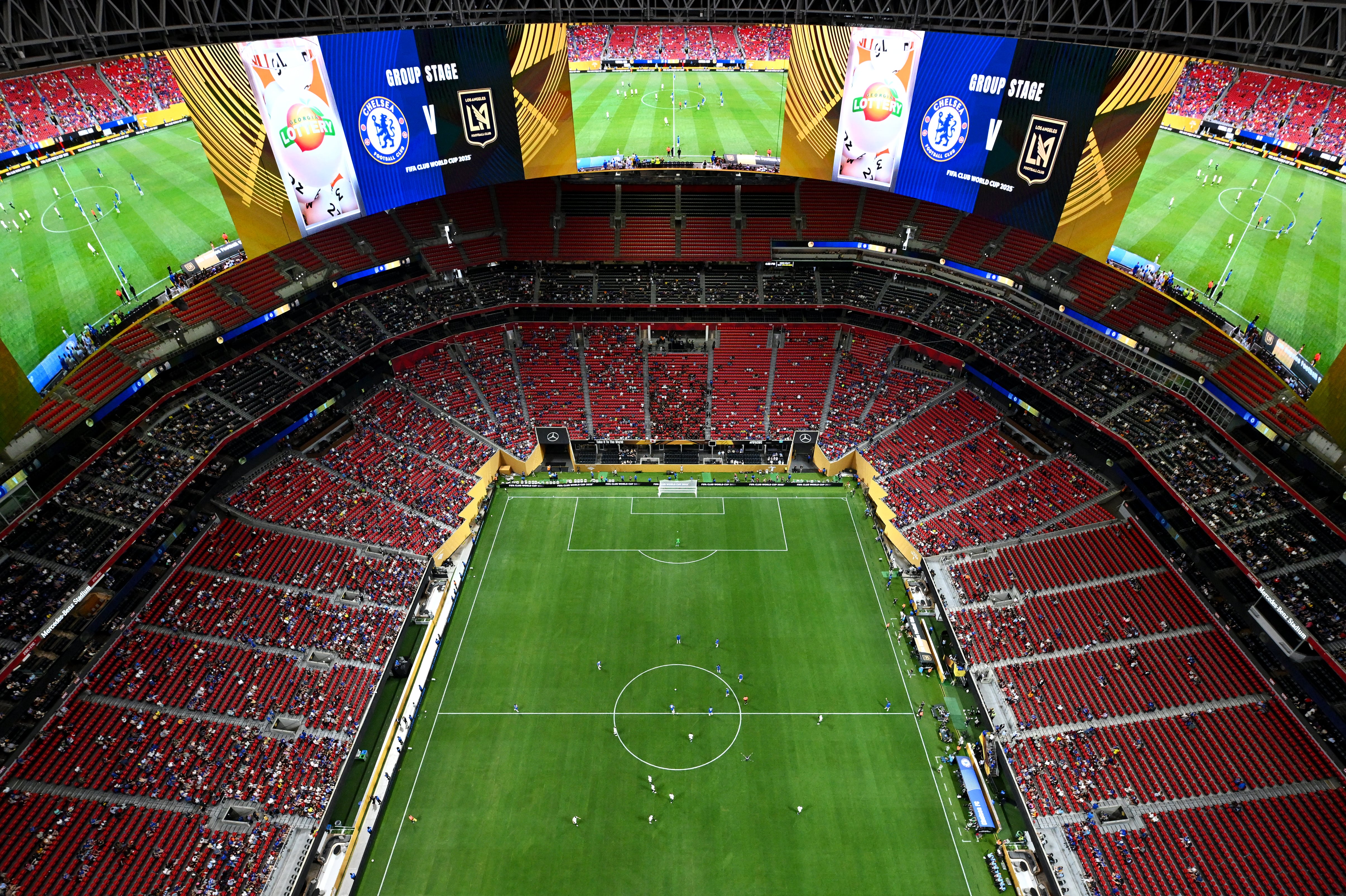 ATLANTA, GEORGIA - JUNE 16: General view inside the stadium during the FIFA Club World Cup 2025 group D match between Chelsea FC and Los Angeles Football Club at Mercedes-Benz Stadium on June 16, 2025 in Atlanta, Georgia. (Photo by Shaun Botterill - FIFA/FIFA via Getty Images)