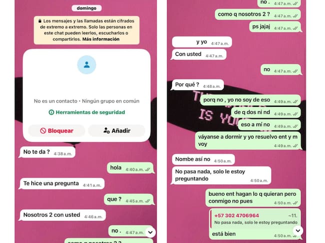 Chats suministrados por la defensa de la denunciante.