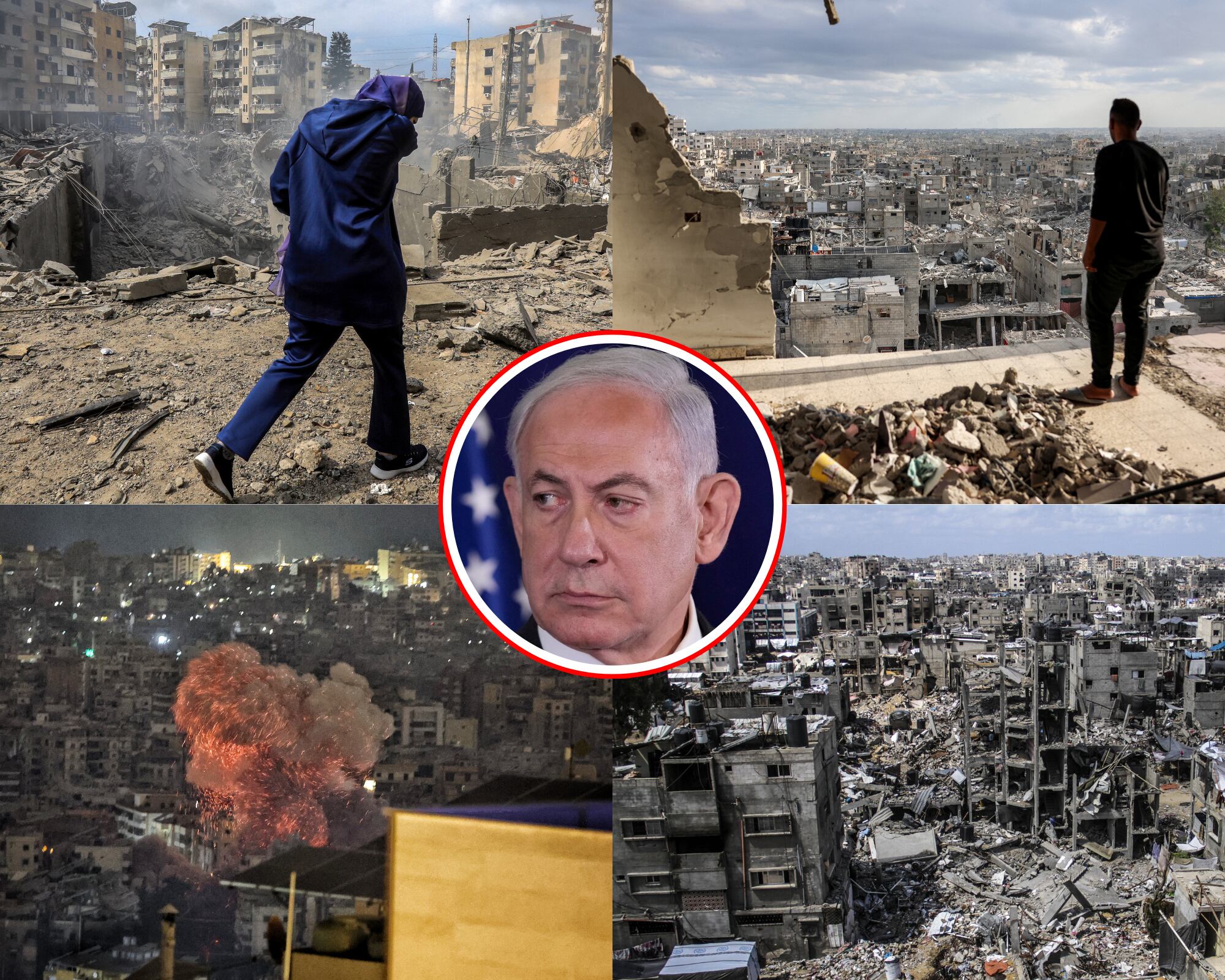 Los efectos de los ataques de Israel en Líbano (izquierda) y en la Franja de Gaza (derecha) ordenados por el primer ministro israelí, Benjamín Netanyahu.
(Foto: Caracol Radio / Getty)